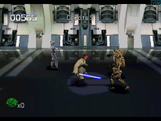 In-game screen of the game Star Wars - Episode I - Jedi Power Battles on Sony Playstation