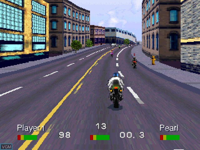 In-game screen of the game Road Rash on Sony Playstation