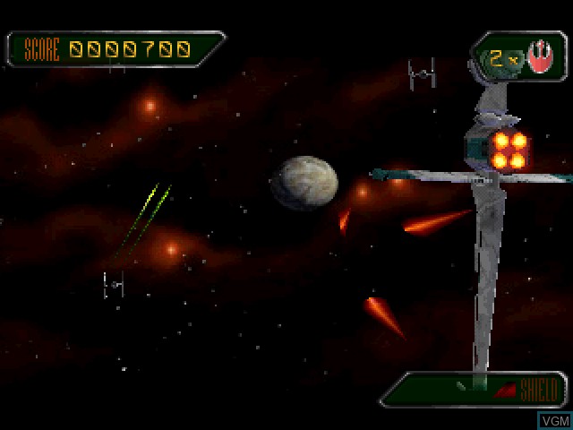 In-game screen of the game Star Wars - Rebel Assault II - The Hidden Empire on Sony Playstation