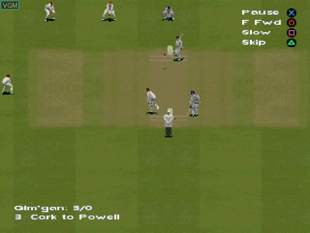 In-game screen of the game International Cricket Captain 2002 on Sony Playstation