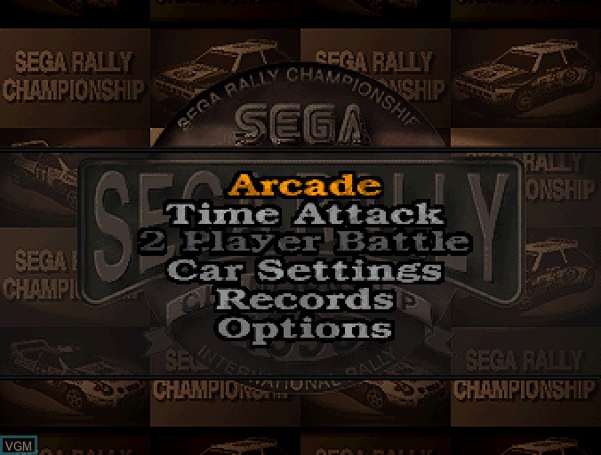 Menu screen of the game Sega Rally Championship on Sega Saturn