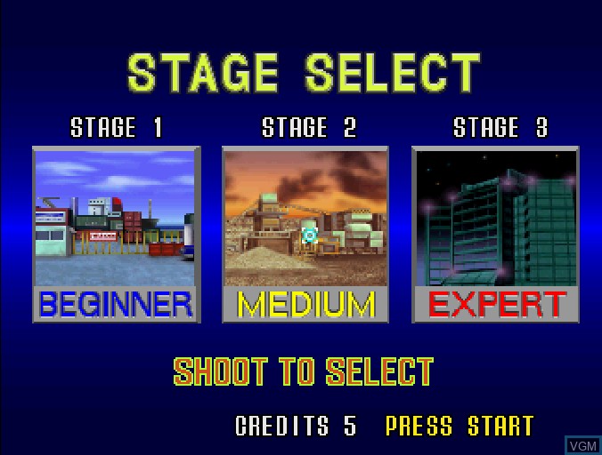 Menu screen of the game Virtua Cop on Sega Saturn