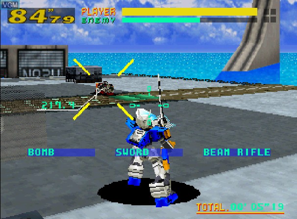 In-game screen of the game Virtual-On - Cyber Troopers on Sega Saturn