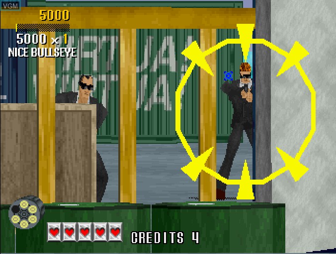 In-game screen of the game Virtua Cop on Sega Saturn