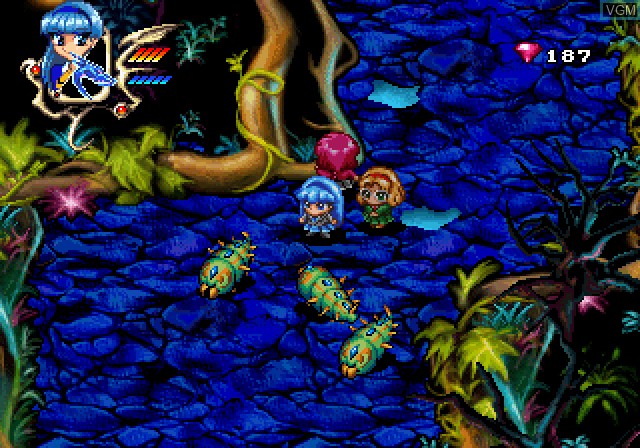 In-game screen of the game Magic Knight Rayearth on Sega Saturn