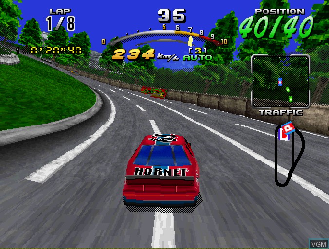 In-game screen of the game Daytona USA Championship Circuit Edition on Sega Saturn