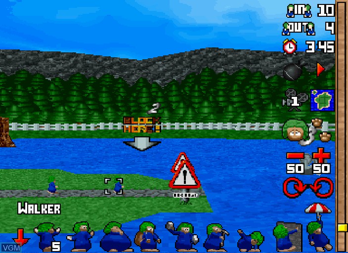 In-game screen of the game 3D Lemmings on Sega Saturn
