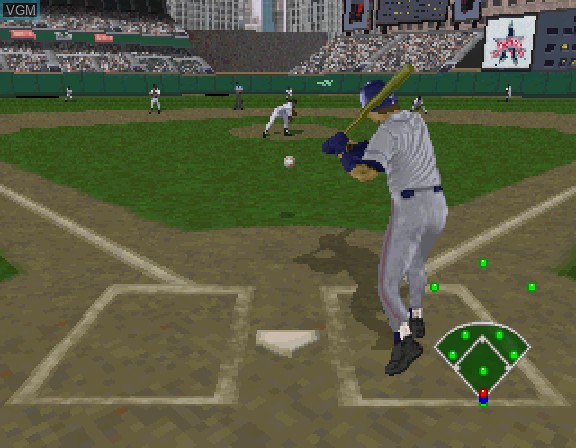 In-game screen of the game All-Star Baseball '97 Featuring Frank Thomas on Sega Saturn