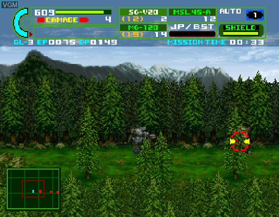 In-game screen of the game Assault Suit Leynos 2 on Sega Saturn