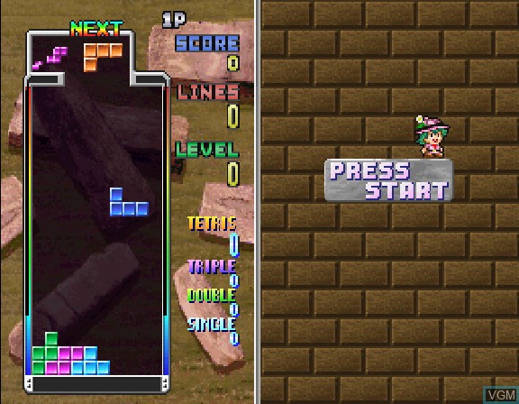 In-game screen of the game Tetris Plus on Sega Saturn