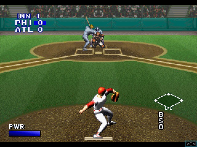 In-game screen of the game Bases Loaded '96 - Double Header on Sega Saturn
