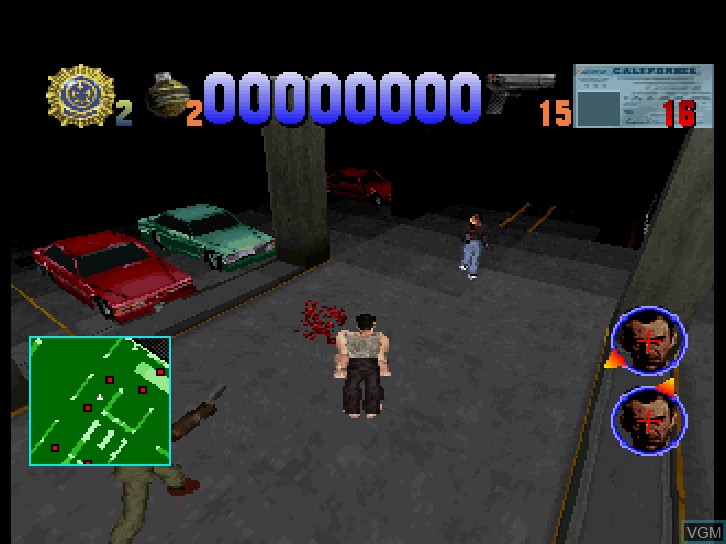 In-game screen of the game Die Hard Trilogy on Sega Saturn