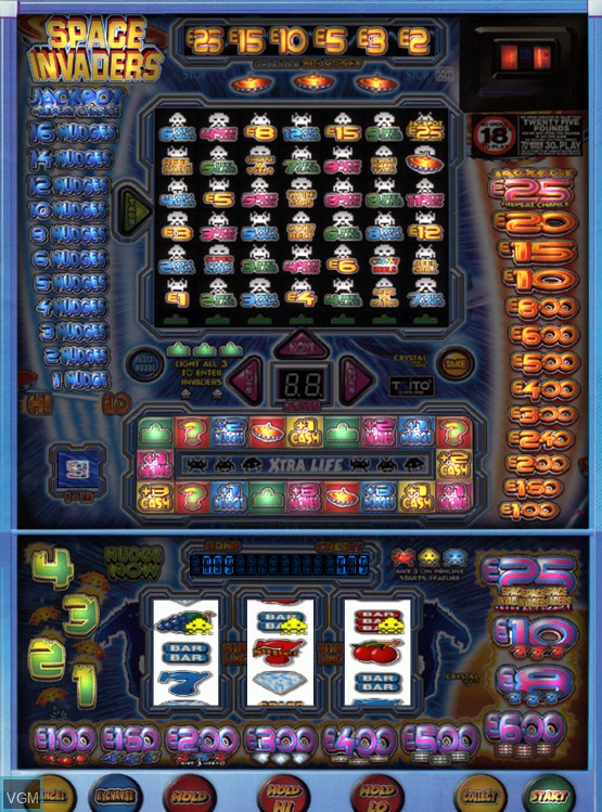 In-game screen of the game Space Invaders on Slot machines