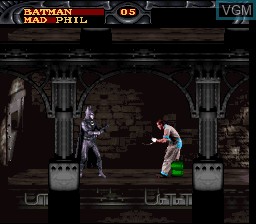 In-game screen of the game Batman Forever on Nintendo Super NES