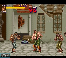 In-game screen of the game Final Fight 2 on Nintendo Super NES
