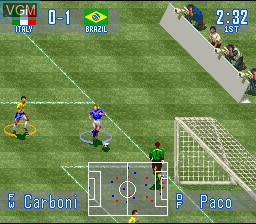 In-game screen of the game International Superstar Soccer on Nintendo Super NES