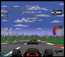 In-game screen of the game Newman-Haas IndyCar featuring Nigel Mansell on Nintendo Super NES