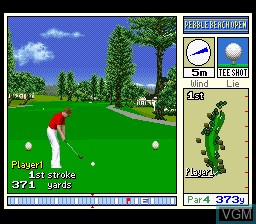 In-game screen of the game True Golf Classics - Pebble Beach Golf Links on Nintendo Super NES