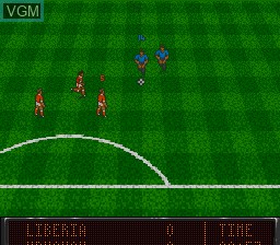 In-game screen of the game Eric Cantona Football Challenge on Nintendo Super NES