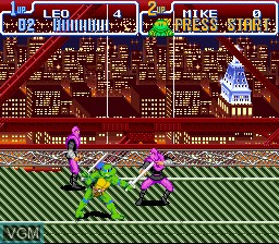 In-game screen of the game Teenage Mutant Ninja Turtles - Turtles in Time on Nintendo Super NES