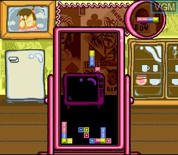 In-game screen of the game Tetris 2 on Nintendo Super NES