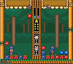In-game screen of the game Wario's Woods on Nintendo Super NES