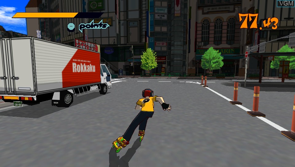 In-game screen of the game Jet Set Radio on Sony PS Vita