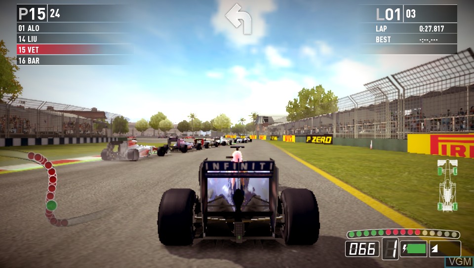 In-game screen of the game F1 2011 on Sony PS Vita