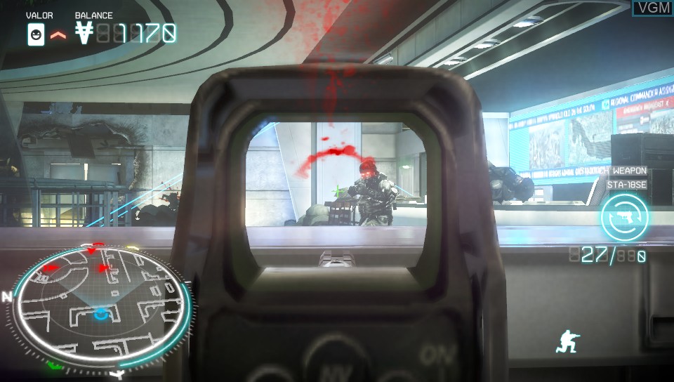 In-game screen of the game Killzone - Mercenary on Sony PS Vita