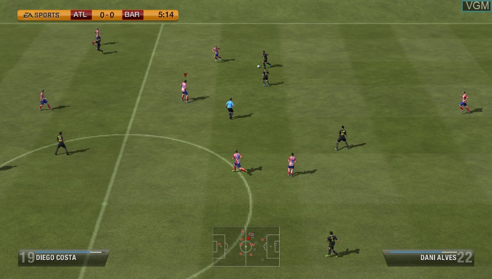 In-game screen of the game FIFA 14 on Sony PS Vita