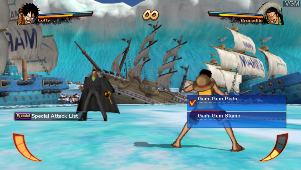 In-game screen of the game One Piece - Burning Blood on Sony PS Vita