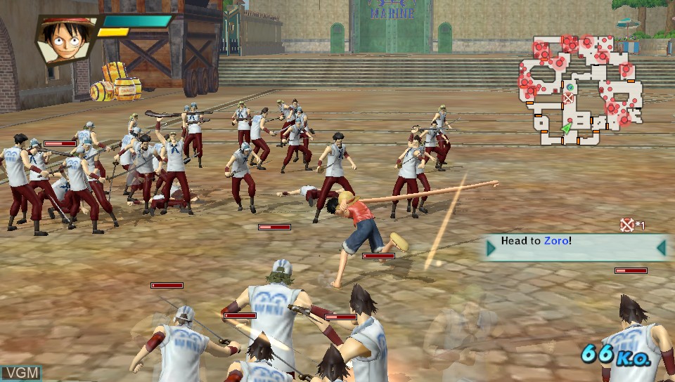 In-game screen of the game One Piece - Pirate Warriors 3 on Sony PS Vita