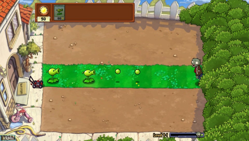 In-game screen of the game Plants vs. Zombies on Sony PS Vita