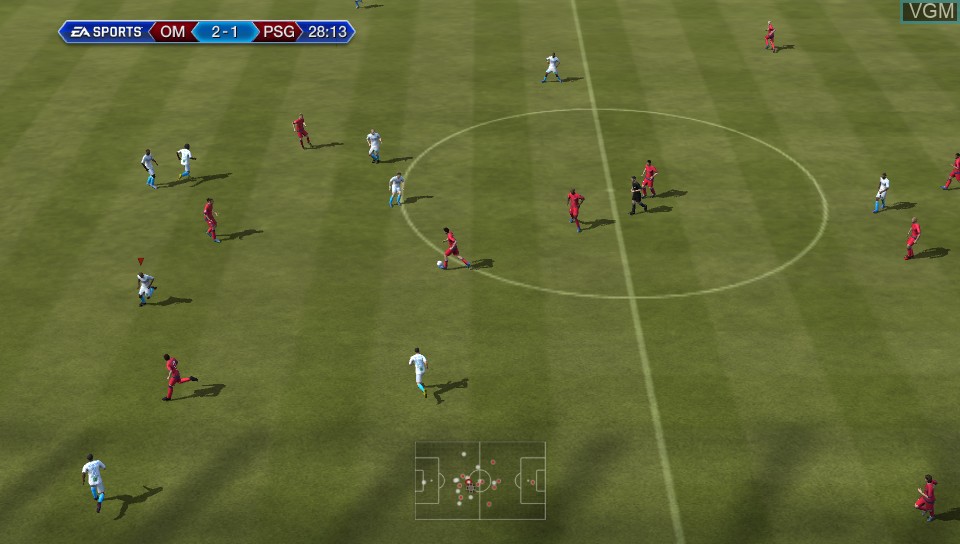 In-game screen of the game FIFA 13 on Sony PS Vita