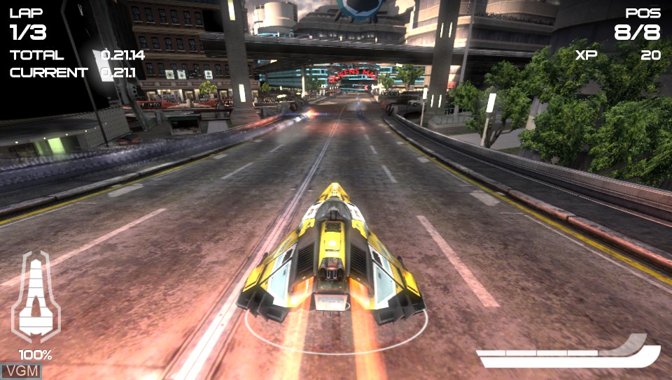 In-game screen of the game Wipeout 2048 on Sony PS Vita