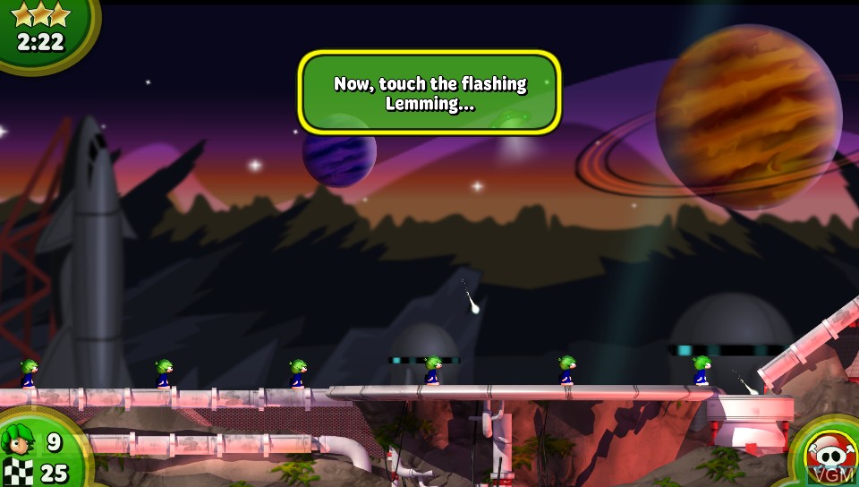 In-game screen of the game Lemmings Touch on Sony PS Vita
