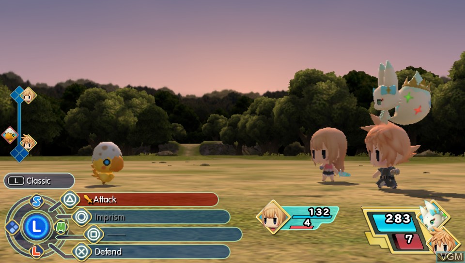 In-game screen of the game World of Final Fantasy on Sony PS Vita