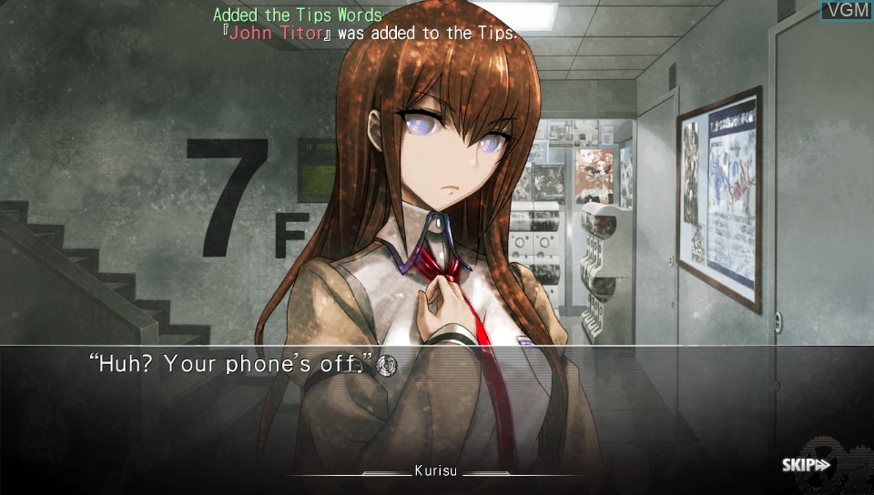 In-game screen of the game Steins;Gate on Sony PS Vita