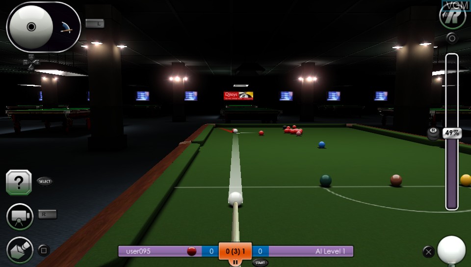 In-game screen of the game International Snooker on Sony PS Vita