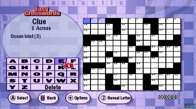 In-game screen of the game Puzzle Challenge - Crosswords and More! on Nintendo Wii