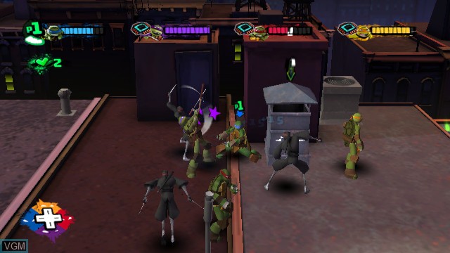 In-game screen of the game Teenage Mutant Ninja Turtles on Nintendo Wii