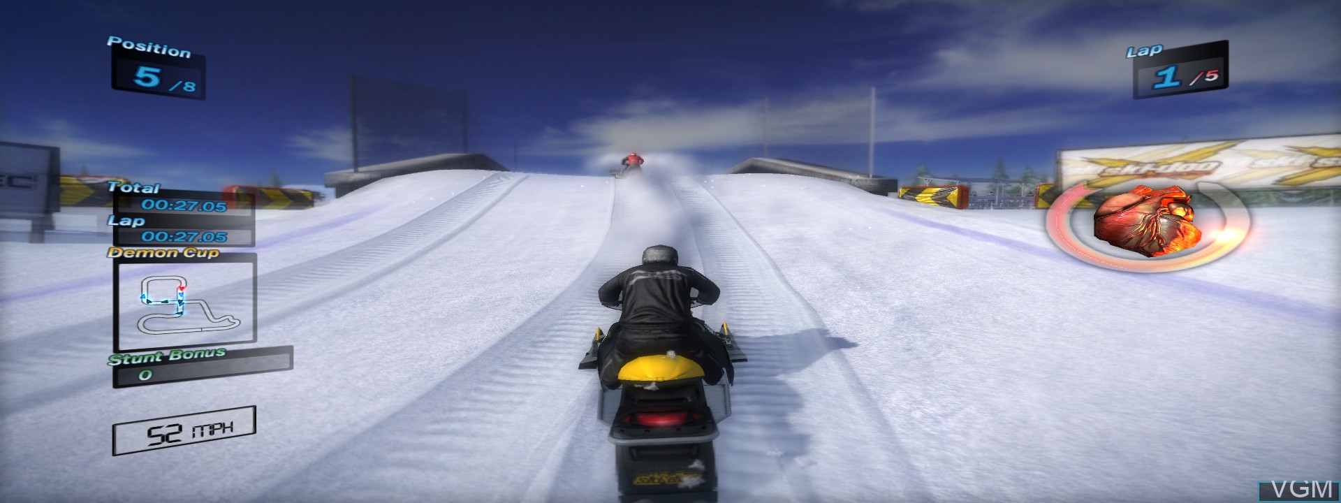 In-game screen of the game Ski Doo - Snowmobile Challenge on Microsoft Xbox 360
