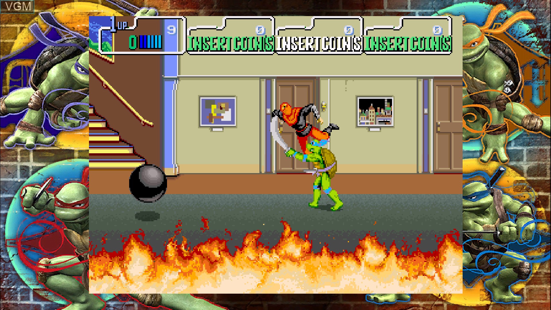 In-game screen of the game Teenage Mutant Ninja Turtles - 1989 Classic Arcade on Microsoft Xbox 360