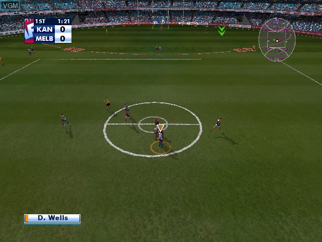 In-game screen of the game AFL Live Premiership Edition on Microsoft Xbox