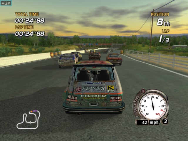 In-game screen of the game FlatOut on Microsoft Xbox