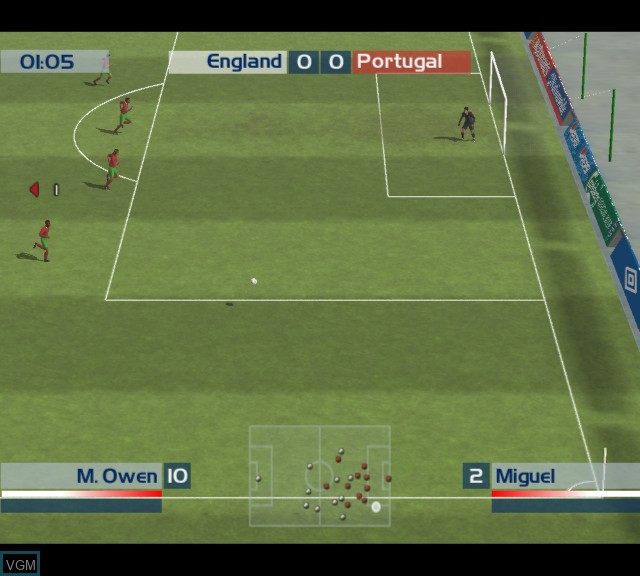 In-game screen of the game England International Football on Microsoft Xbox